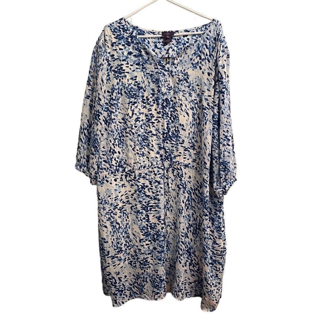NYDJ Dress Womens 3X Slimming Alexa Pleat Back Sumi Splash blue wave NWOT